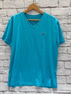 Lacoste Men’s V-Neck T-Shirt in Turquoise excellent